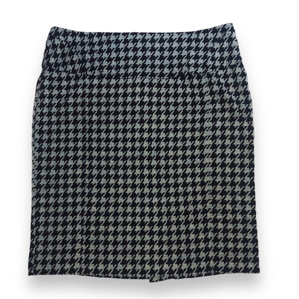 Houndstooth Plaid Tailored Pencil Skirt Tracy Evans Size 9 Black Gray